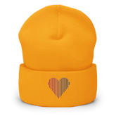 Bisexual Heart Lines Beanie: Embroidered Pride Gradient Hat